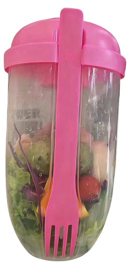 Wiederverwendbarer Salatbecher 1000 ml, tragbarer Frischhaltebehälter für Salate mit Gabel und Dressinghalter, BPA-freier PP-Becher zur Aufbewahr...
