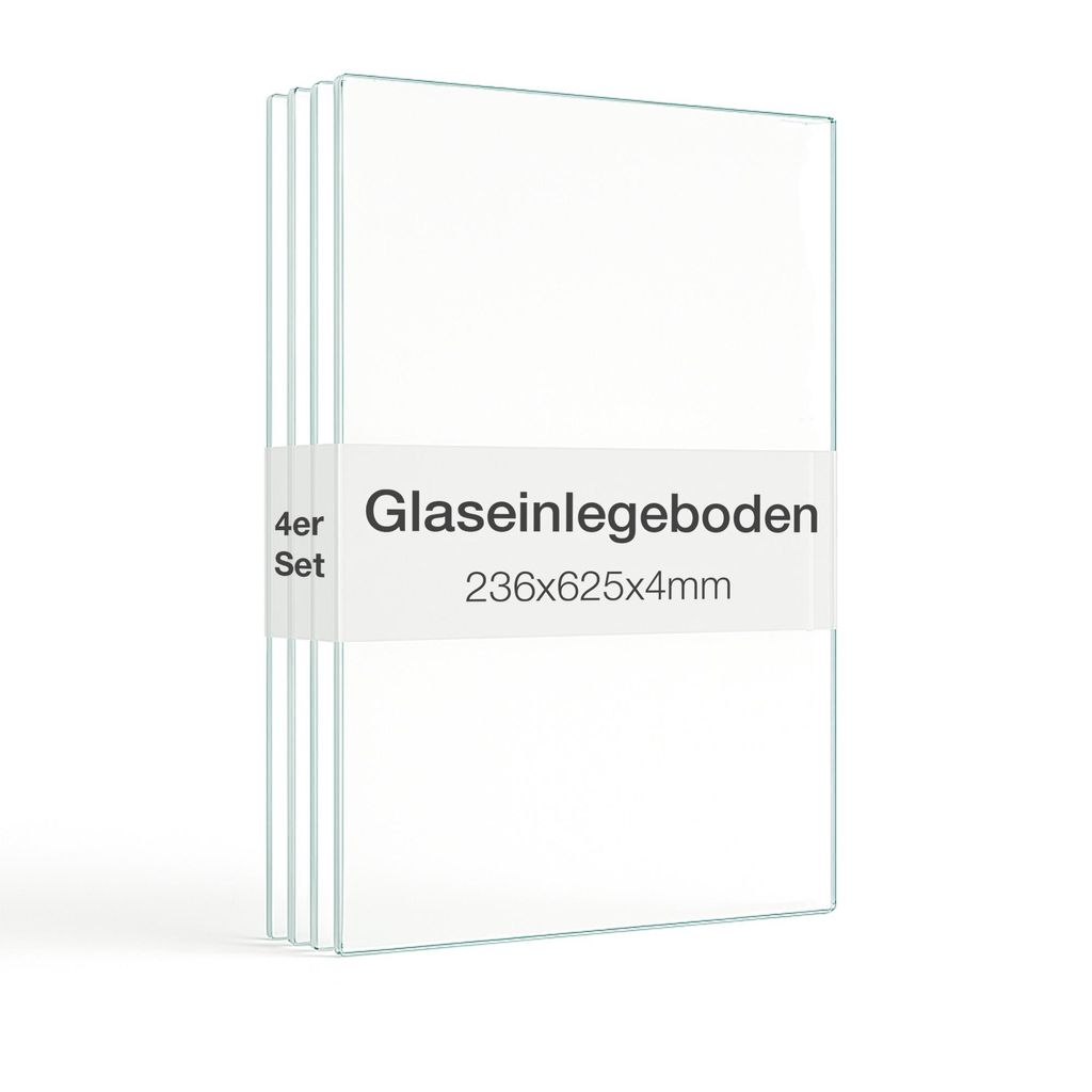 K-Möbel Glaseinlegeboden 4er-Set Glasboden für 2 TRG. Standvitrine für C1084 / C1019