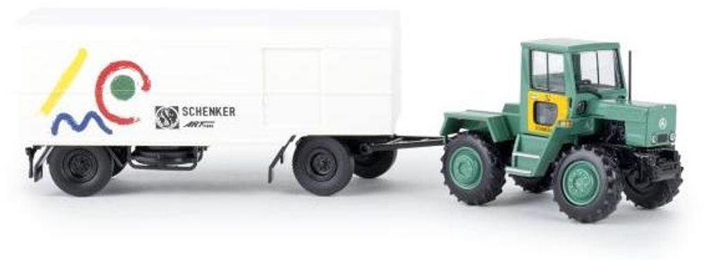 Brekina MB trac mit Anhänger Schenker arttrans 13716