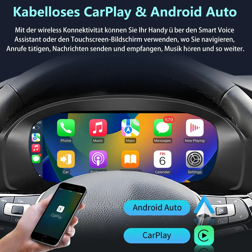 Compteur de vitesse numérique LCD pour Golf V avec Android Auto et CarPlay - 3