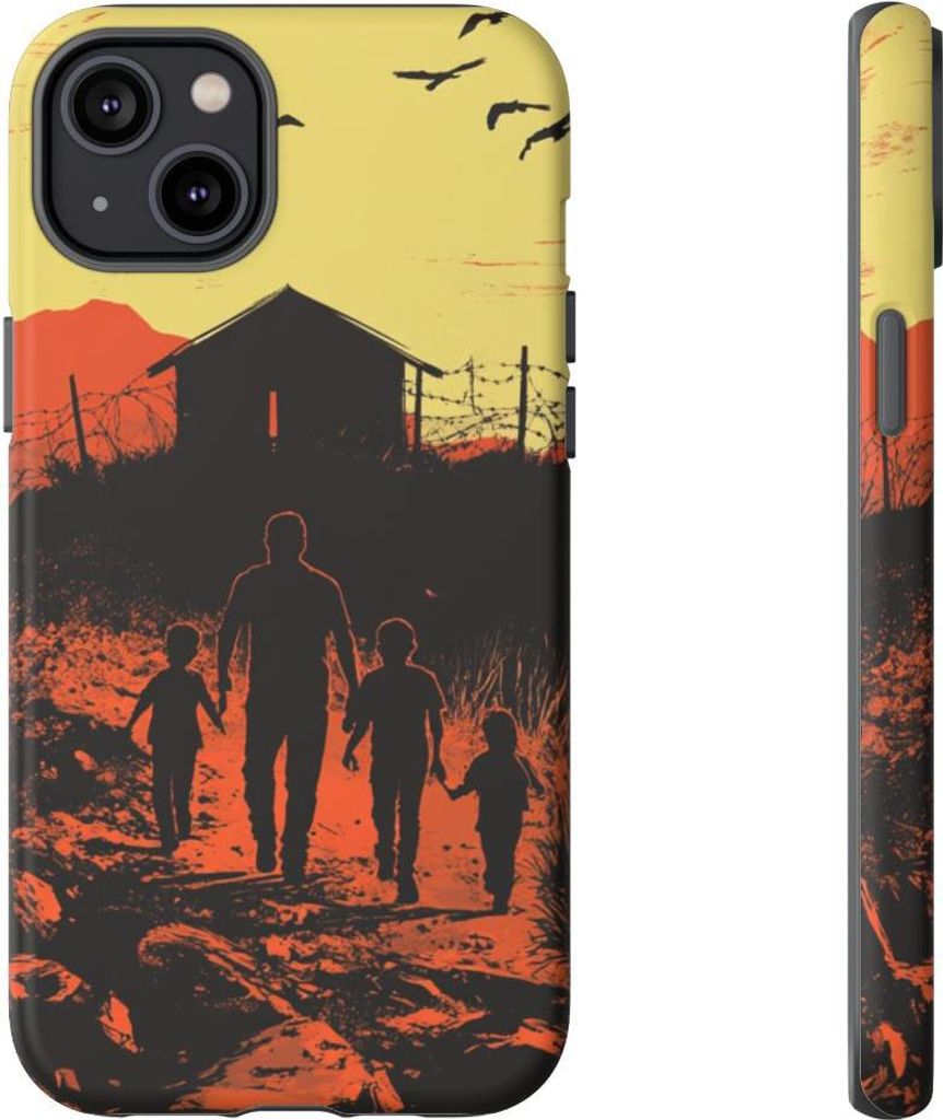 Familie auf dem Weg zum Stacheldrahtzaun – Hülle Kompatibel mit iPhone 14 Plus