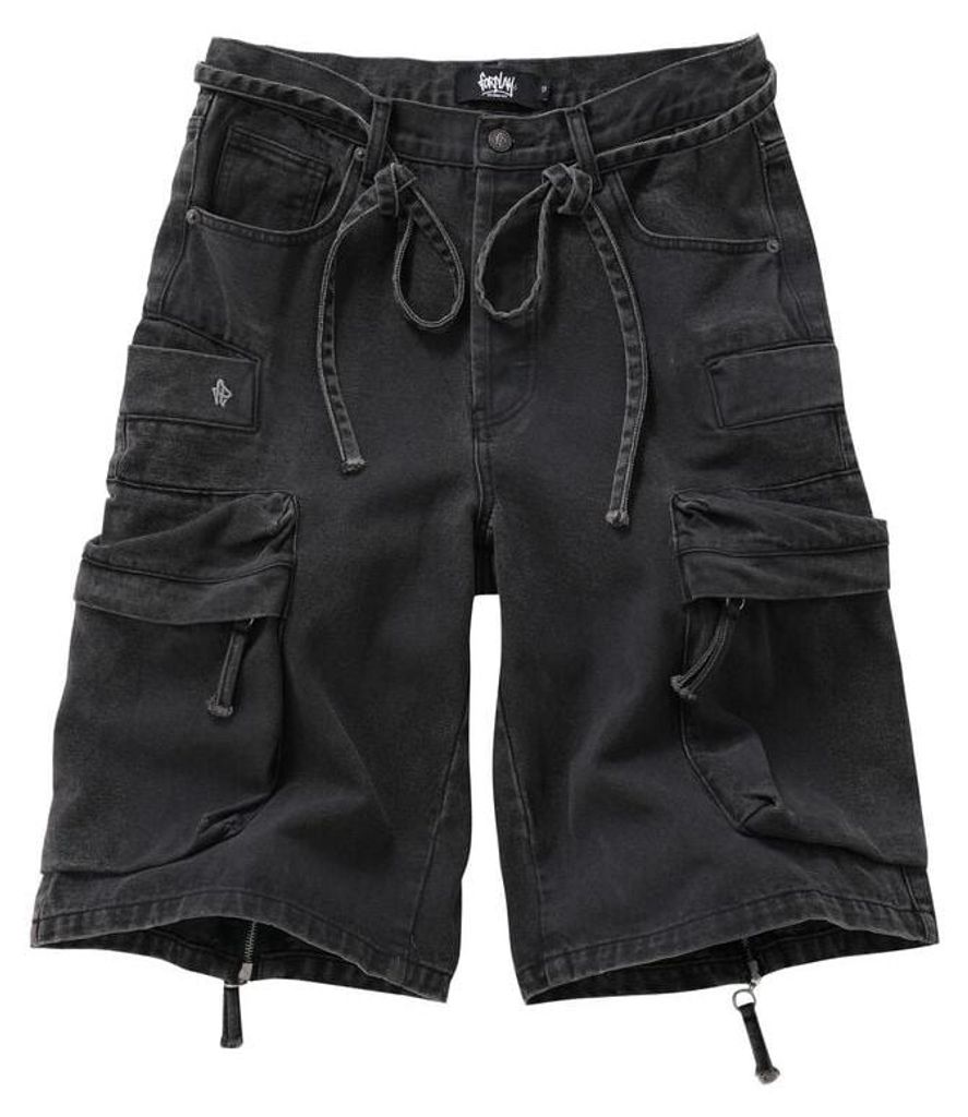 Forplay Short Herren Oversize Cargo Shorts grey washed dunkelgrau 31