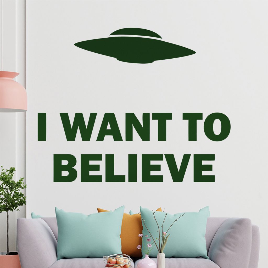 KIWISTAR I want to belive - Aliens Außerirdische Flugscheiben Angriff Wandtattoo in 6 Größen - Wandaufkleber Wall Sticker - Dekoration, Küche, ...