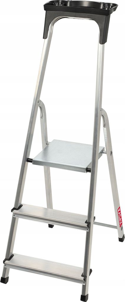 KADAX Alu-Leiter, Stehleiter "Vulvik" bis 125 kg, Treppenleiter, Alu-Sicherheitsleiter, 3 Stufen