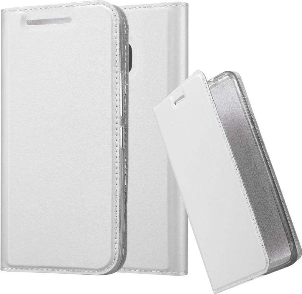 Cadorabo Handyhülle für HTC ONE M9 Schutz Hülle in Silber Cover Etui Book Case Booklet