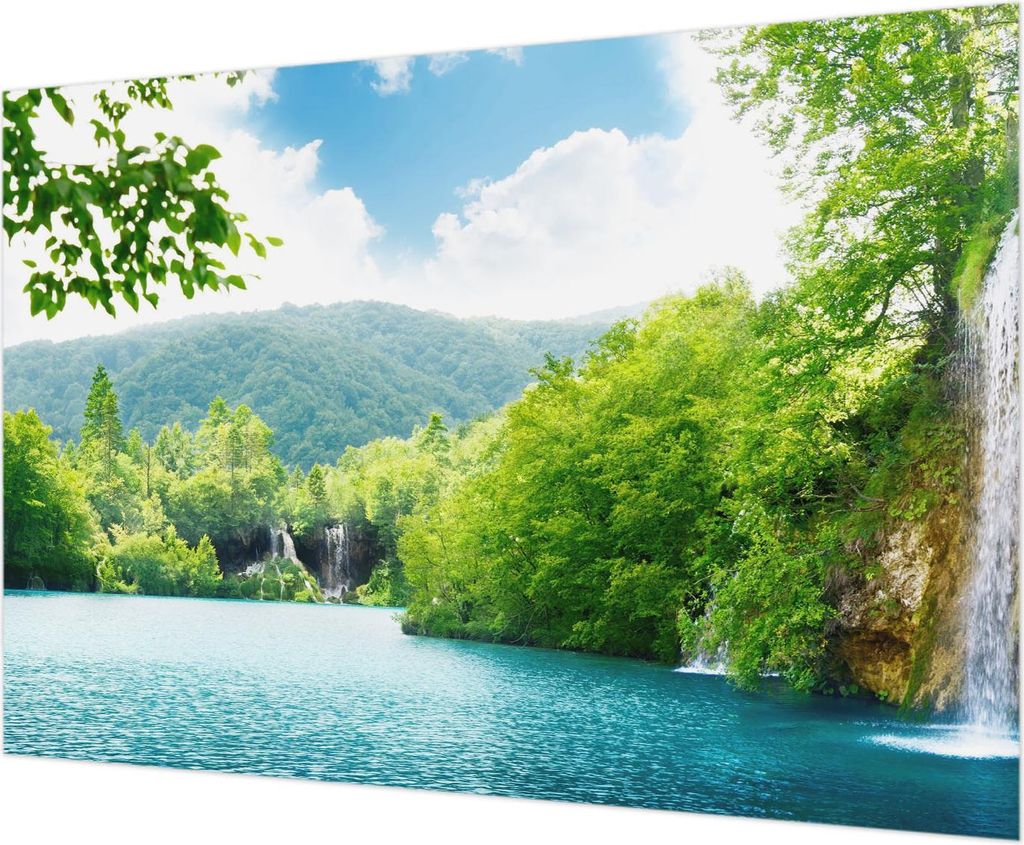 Wandtapete - Dekorative Tapete für Wohnzimmer - Tapetenfolie für Wanddekoration - 208x146 cm - Natürlicher Wasserfall