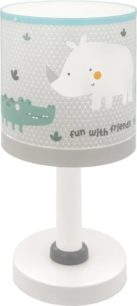 Lampada Comodino Bambini Rhino & Croco - Luce Notte Sicura Rinoceronte
