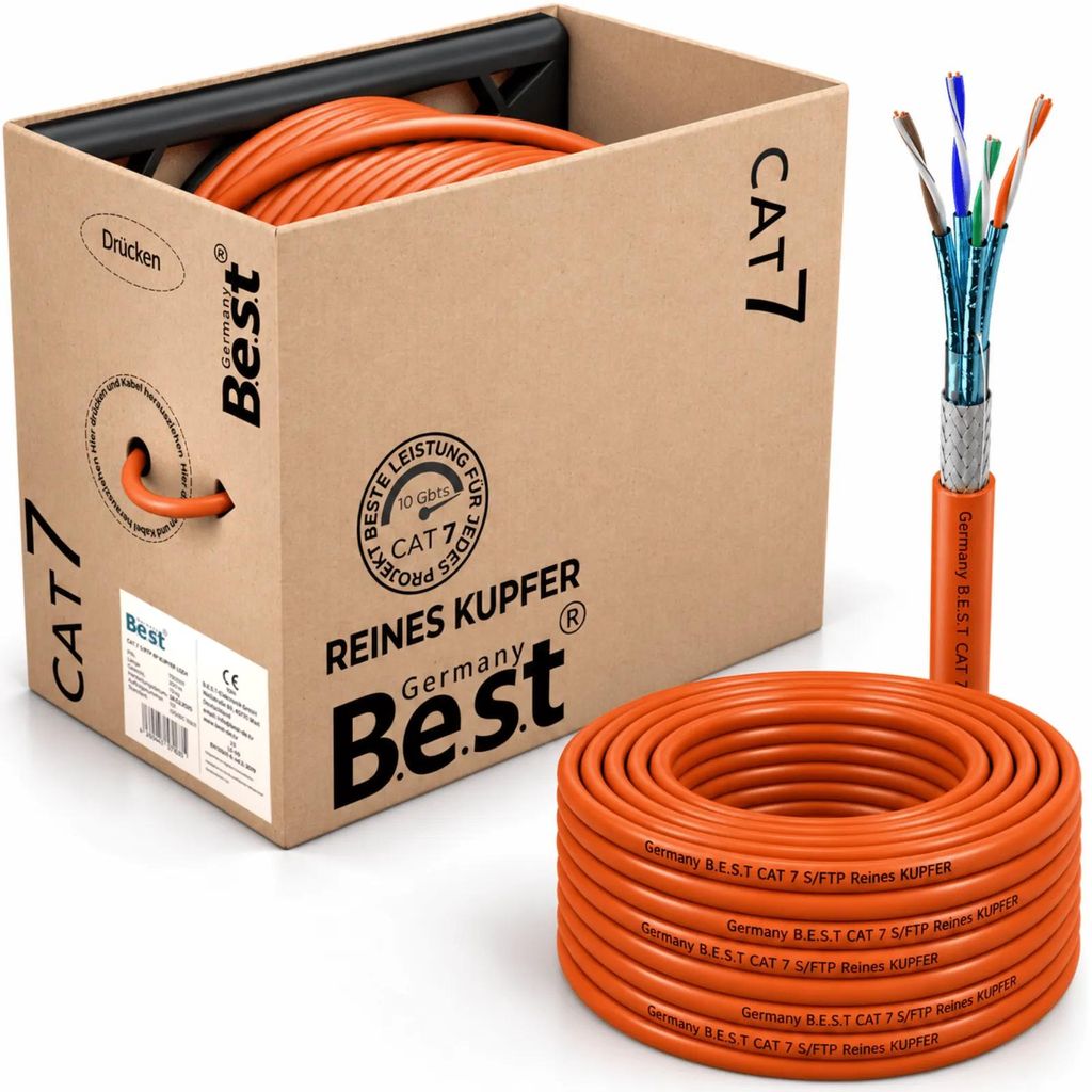 Cable de red B.E.S.T. CAT 7, 200 metros, simplex, S/FTP, 10 Imagen del producto 