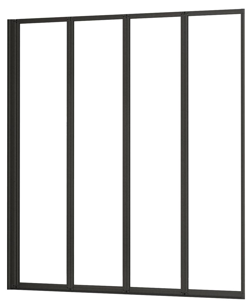 Duschspa 90x140cm Badewannenaufsatz 4-teilig Schwarz Produktbild 