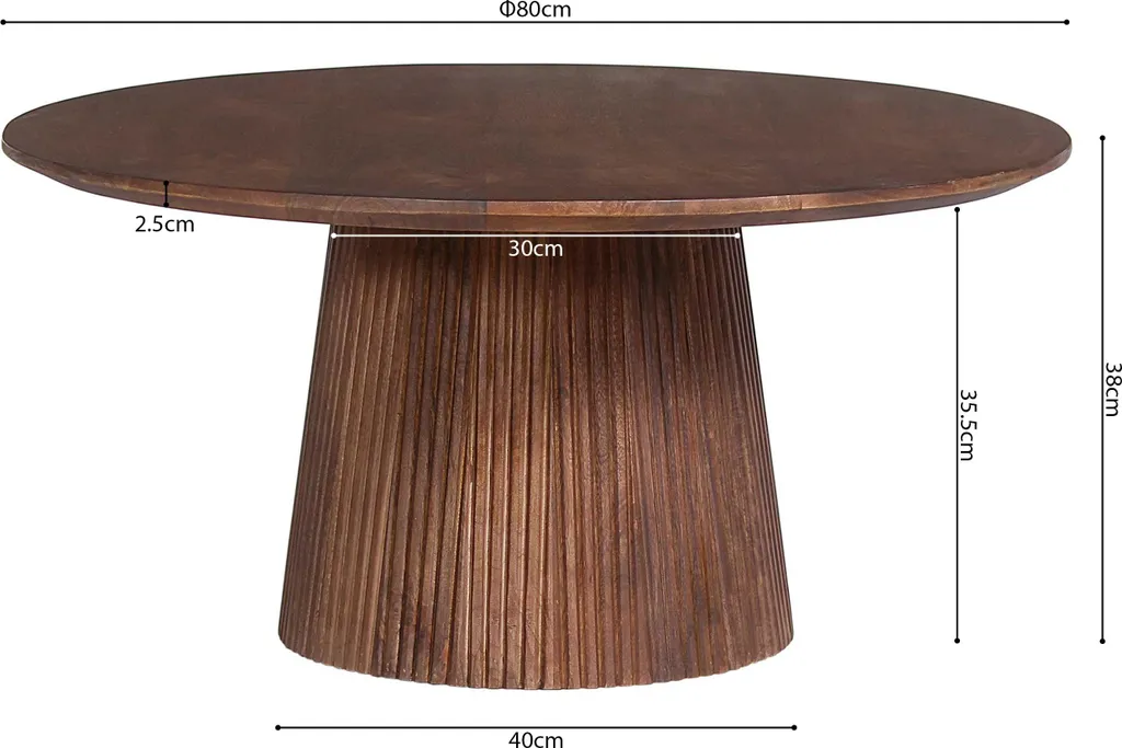 Table basse Miguel 80cm ronde marron clair pour salon chic et convivial - 6