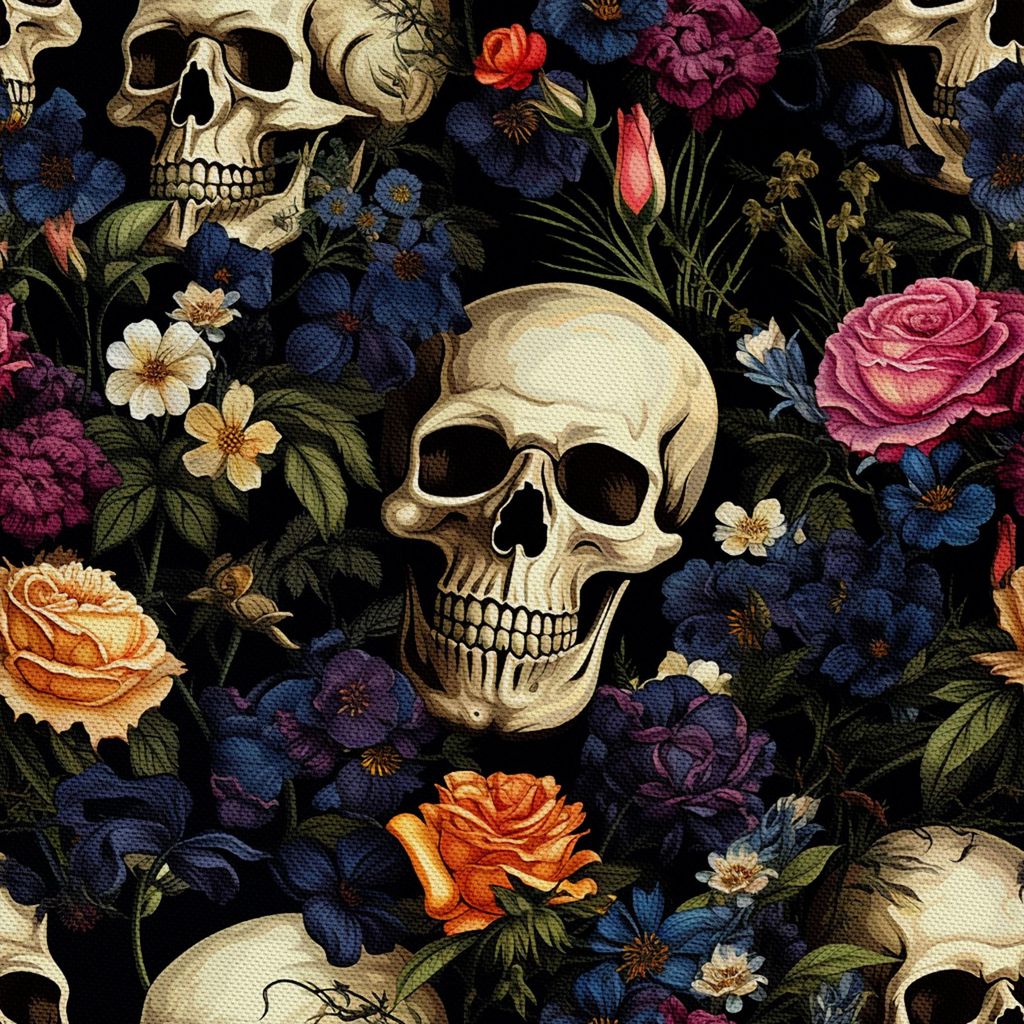 OUTDOOR DEKOSTOFFE OXFORD - Motiv der Schädel I DX4499