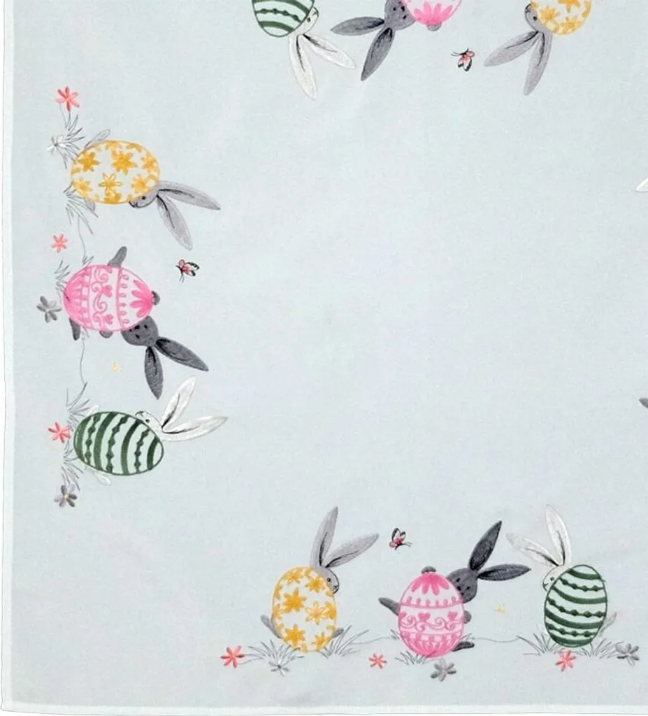 Offerta Tovaglia Pasqua Denise 85x85 Ricamata - Antimacchia Coniglio