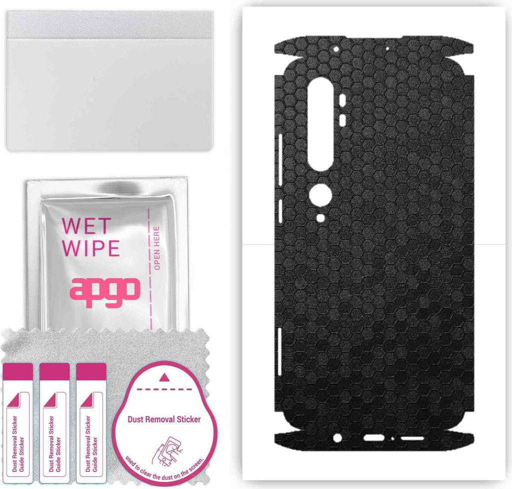 apgo Rückseite + Seiten Schutzfolie, Skin, kompatibel mit Xiaomi Mi Note 10 Pro, Hinten Displayschutzfolie aus Vinylfolie, kratzfest, einfache Mon...