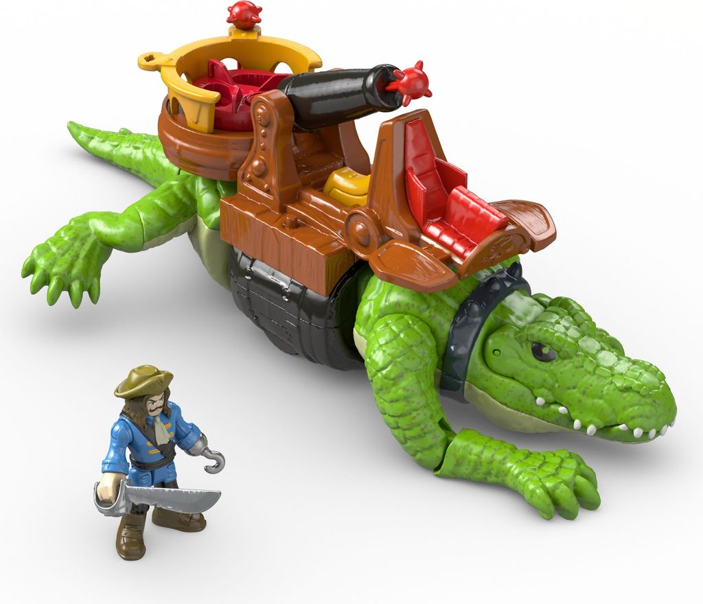 Imaginext Piraten, Laufendes Krokodil & Käpt'n Hook, Kinder-Spielzeug, Action-Figur