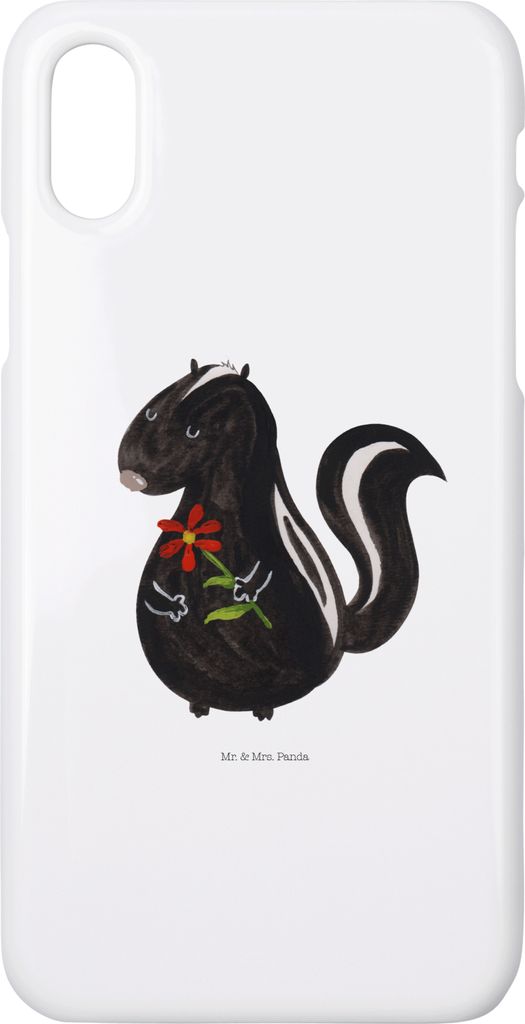 Mr. & Mrs. Panda Iphone 10 Handyhülle Stinktier Blume - Weiß - Geschenk, Handy Case, Skunk, Tagträumer, Hülle, X, Träume, Dreams, Raubtier