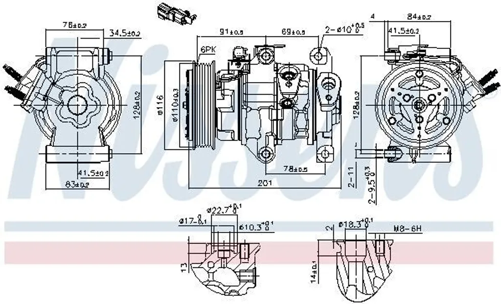 Compresseur de Climatisation NISSENS 891007 pour FORD Fiesta Mk6 JA8 JR8