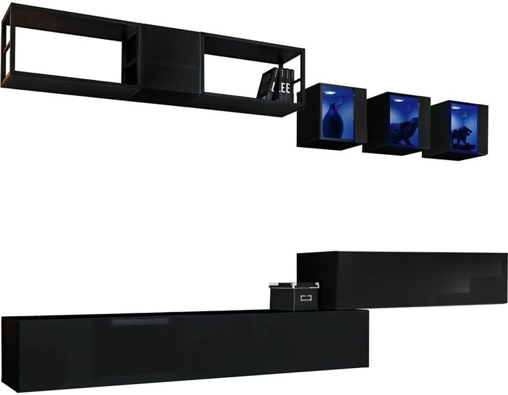 Meublorama AM-SWITCH M3-ZZ SW M3*11C/90KG, 6 Tür(en), Schwarz, Mitteldichte Faserplatte (MDF), 400 mm, 2800 mm, 1700 mm