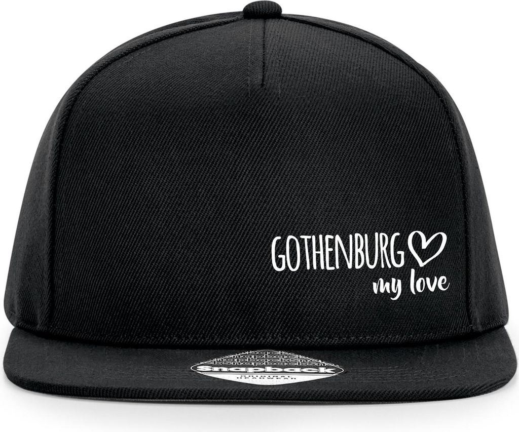 Huuraa Cappy Mütze Gothenburg my love Black Polyester Snapback Kappe Geschenkidee
