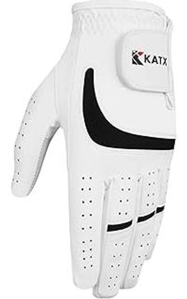 Katx Herren Vollfinger-Golfhandschuh, strapazierfähiges Premium-Leder, linke Hand rechts, Allwetter-Spann Handschuh Stratus Tech Golfhandschuh, ru...