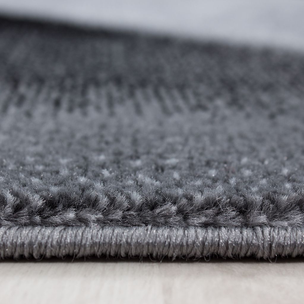 Villa Möbel Pararo Wohnzimmer-Teppich, Designteppich, Abstrakt Wellen Design, Farbe:Schwarz, Grösse:80x300 cm