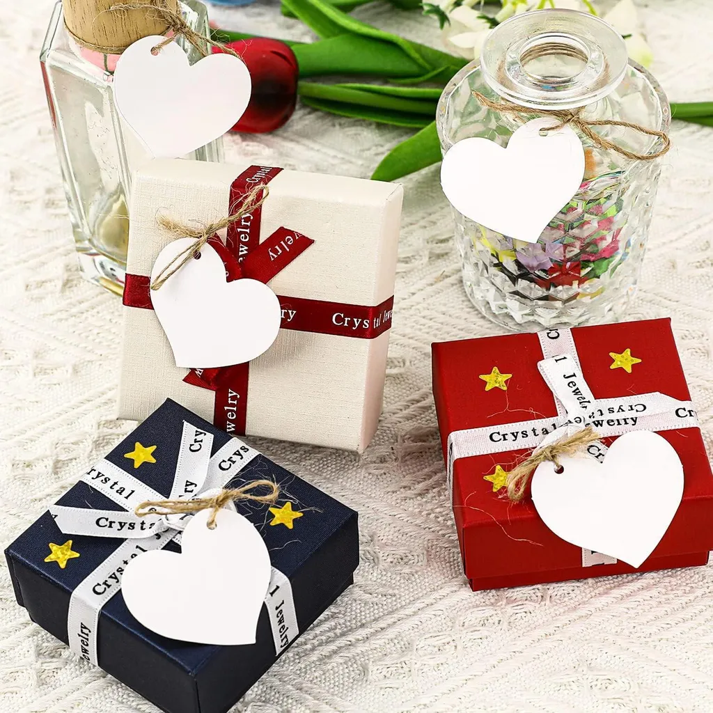 100 Pezzi Tag Cuore Bianco Carta Kraft: Risparmio e Qualità per Feste - 4