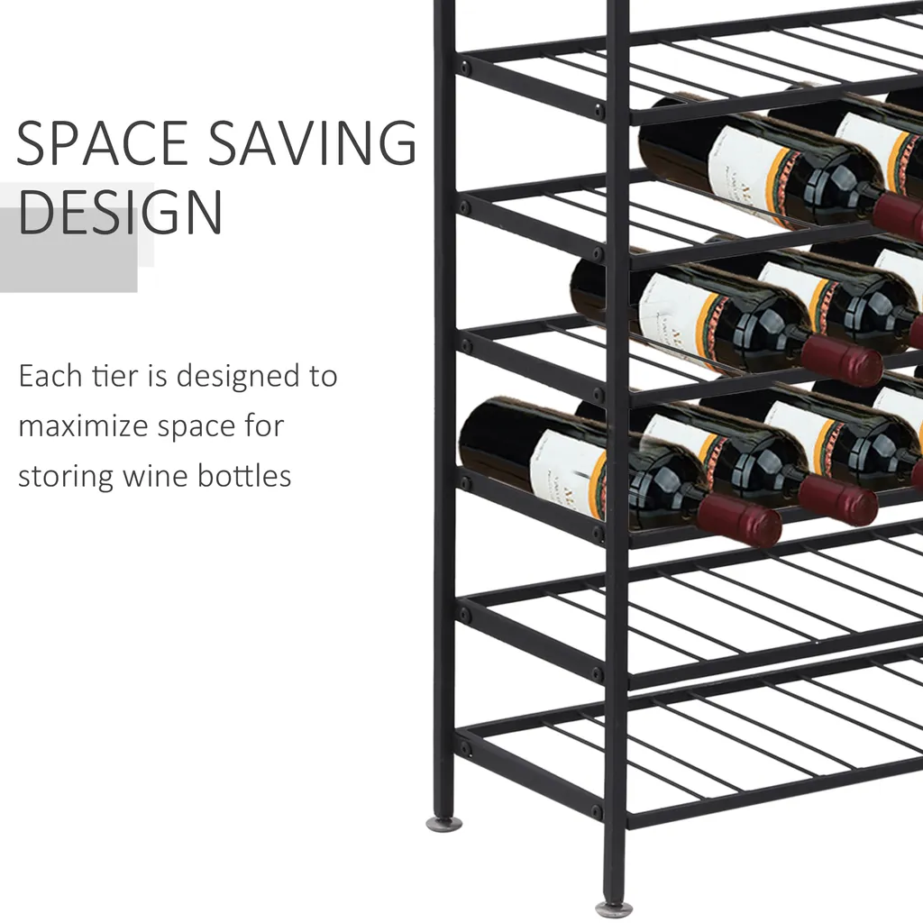 Casier à Bouteilles de Vin 54 Emplacements en Acier Noir - Rack 91 cm - 3