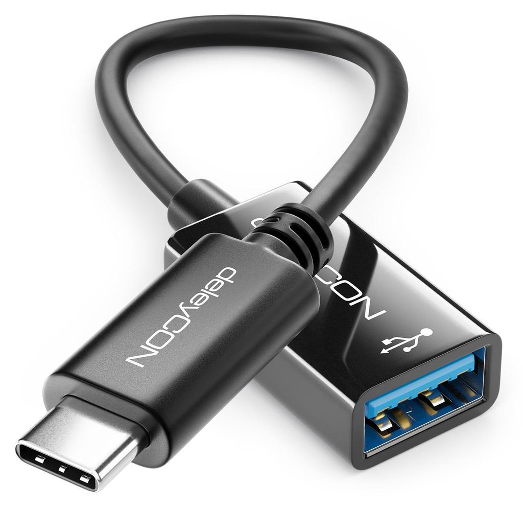 deleyCON USB-C auf USB-A Adapter Kabel USB 3.0 OTG, 17cm Produktbild 