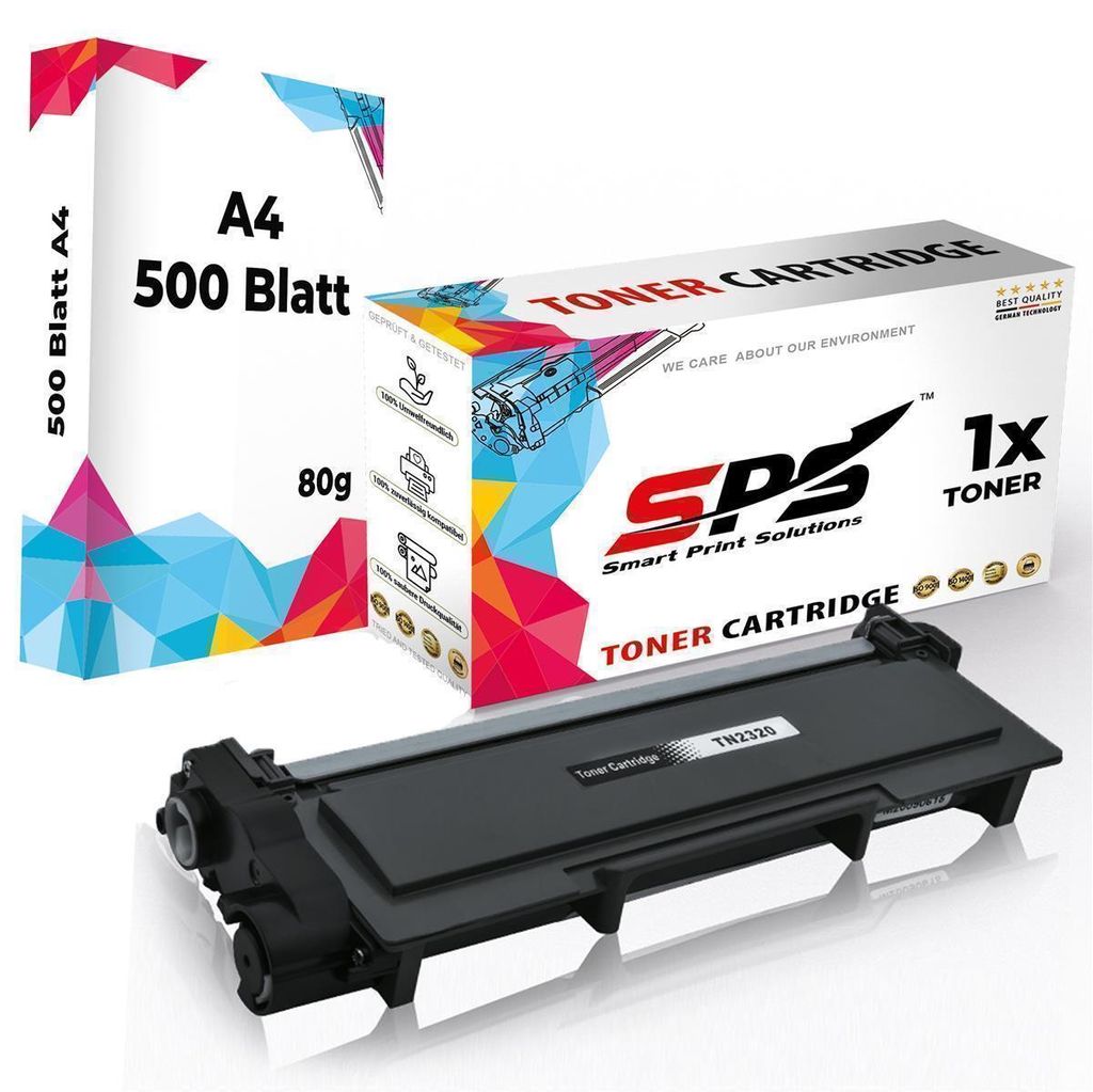 1x Toner TN2320 TN-2320 Schwarz Kompatibel für Brother HL-L2365DW + DIN A4 Druckerpapier 500 Blatt