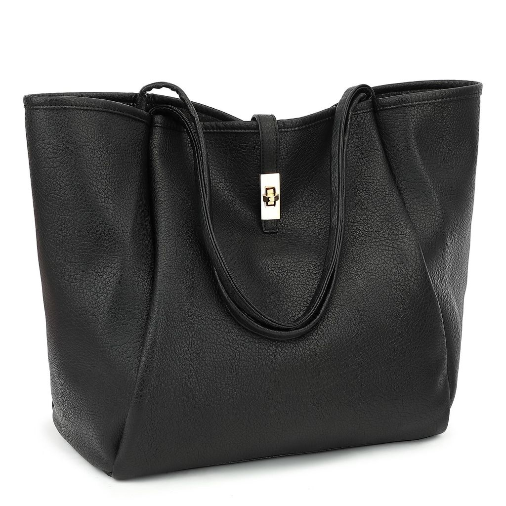 Schultertasche Damen Umhängetasche Kunstleder Tote Shopper Bag Reise Geldbörse Mit Drehverschluss und Innentasche für Arbeit, Schule, Einkauf