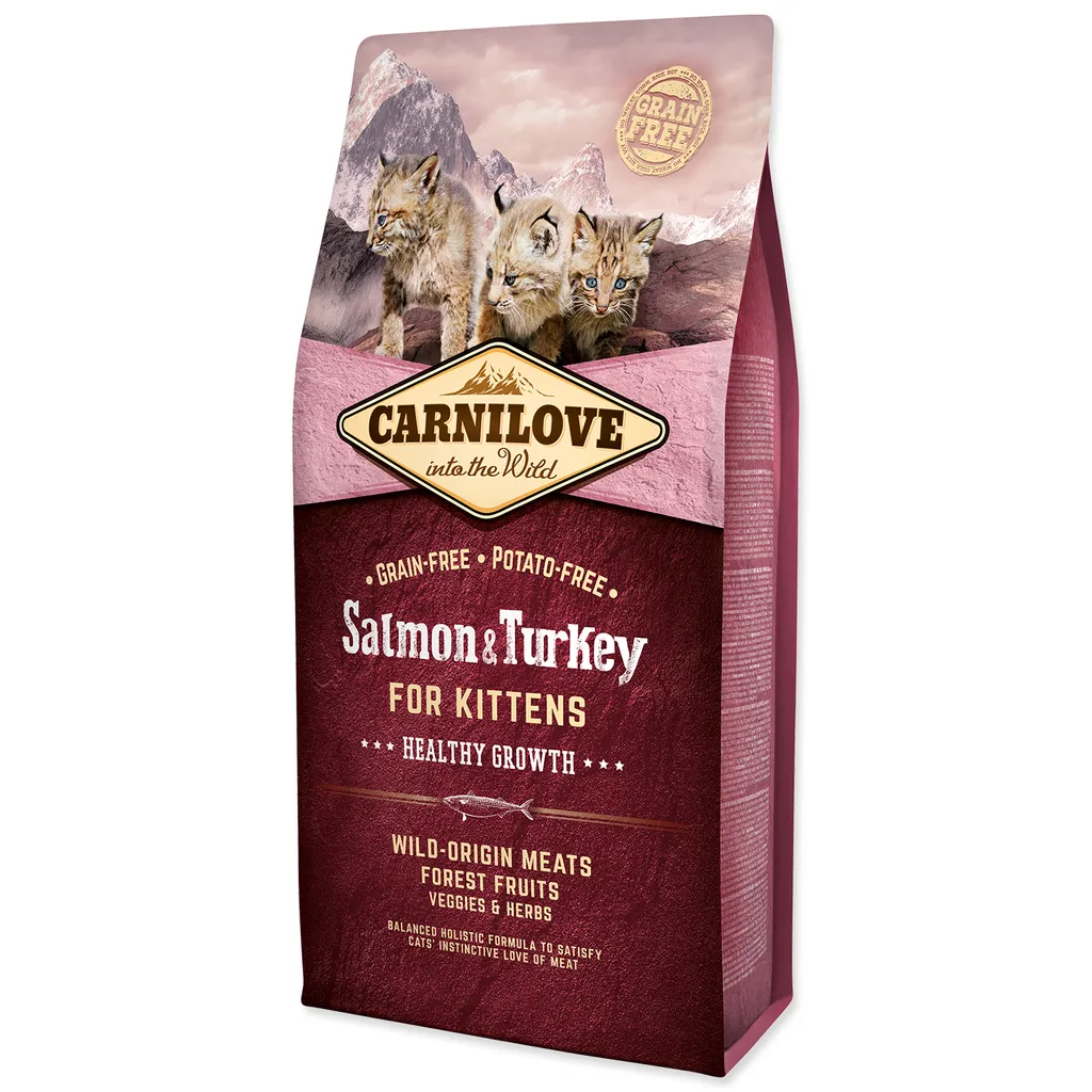 Croquettes pour Chaton Carnilove Saumon et Dinde - Alimentation Saine 6kg