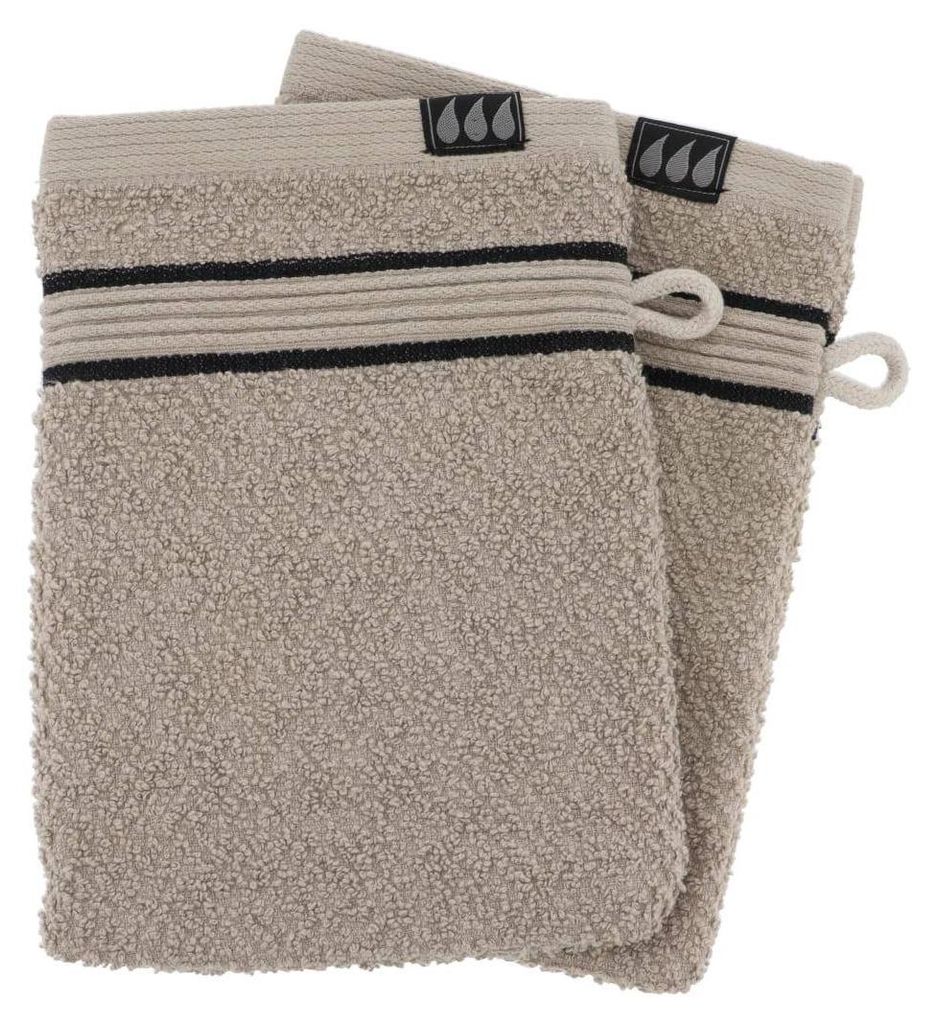 Set aus 2 waschhandschuhen 15x21 cm 100% baumwolle - schwarze schnur - Tendance