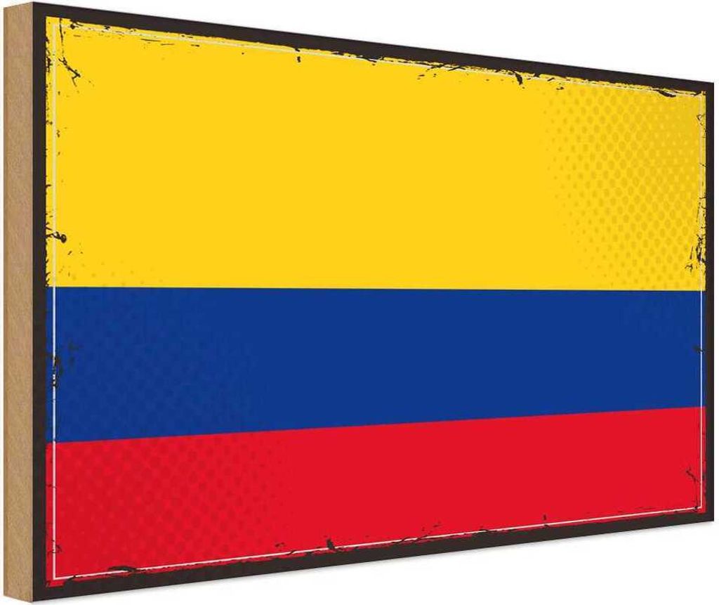 vianmo Holzschild 30x40 cm Kolumbiens Retro Colombia Flagge Fahne Wappen