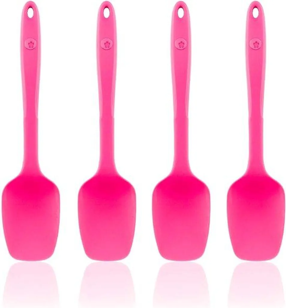 Cuillères de cuisine roses en plastique robuste et design ergonomique
