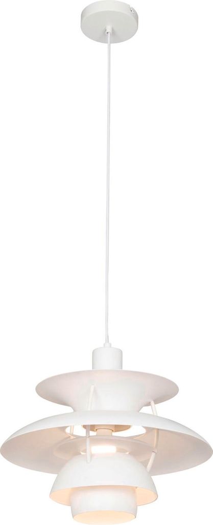 Weiße Metall-Hängeleuchte mit E27 Fassung, max. 40 Watt, 1.5m Höhe