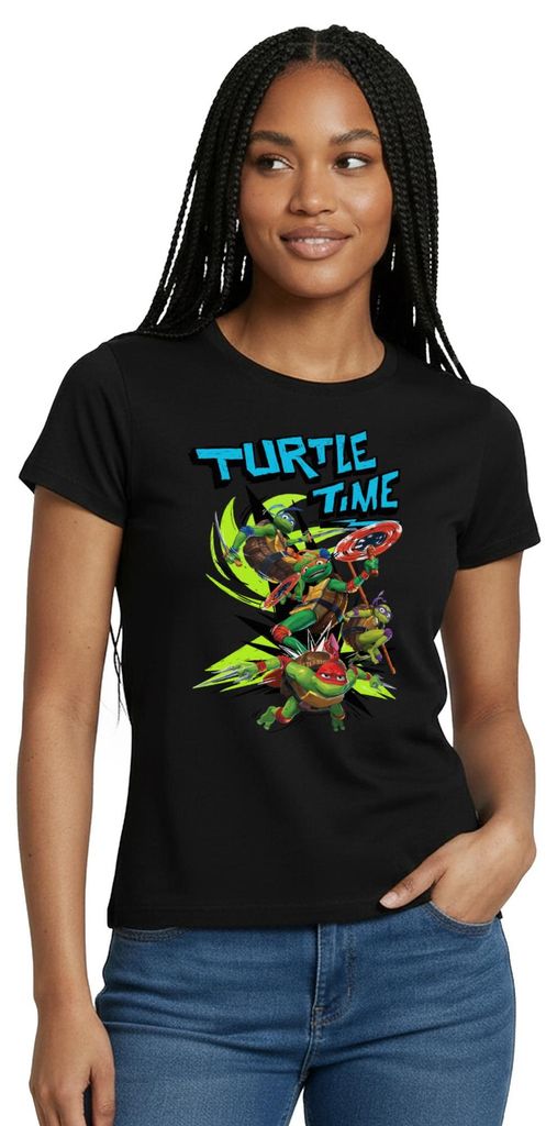 Spreadshirt TMNT Mutant Mayhem Turtle Time Frauen T-Shirt, XL, Schwarz