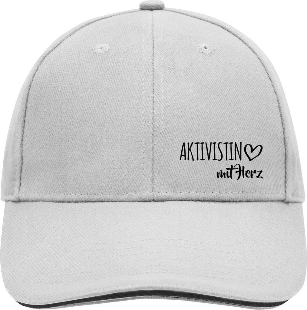 Huuraa Cappy Mütze Aktivistin mit Herz Dark Grey/White Baumwolle 6-Panel Kappe Geschenkidee