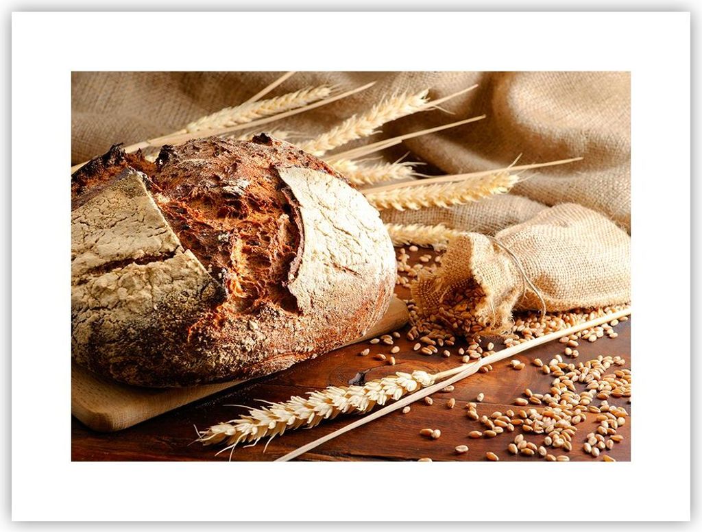Poster - Poster ohne Rahmen - Brot Bäckerei Lebensmittel Roggen - 40x30 cm - Wand Bild - Wanddeko - Wandbilder - Kunstposter - Wandposter - Bilder...