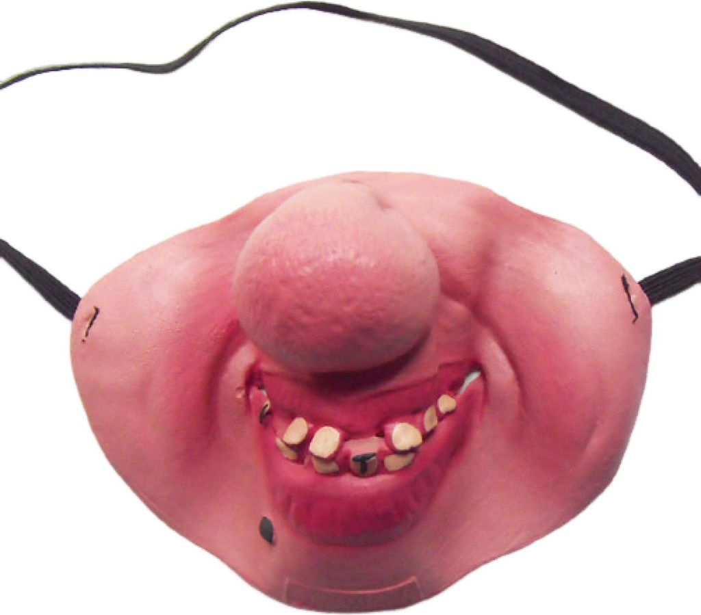 Halloween-Maske aus Latex, lustige Halbgesichts-Streichmaske, atmungsaktiv, realistische Horror-Maske für Kostümparty, Cosplay F