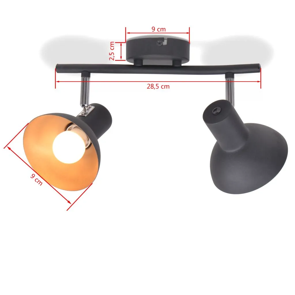 vidaXL Lampe de plafond pour 2 ampoules E27 noir et or chic