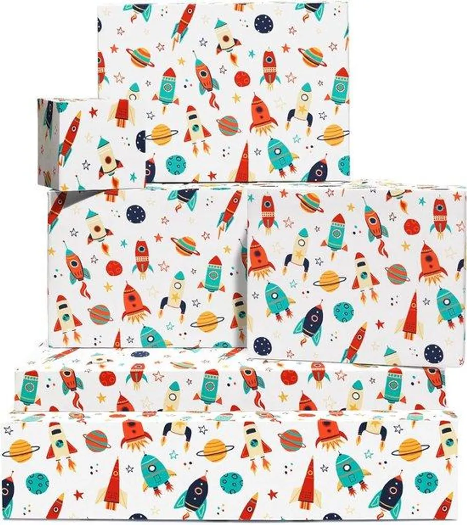 Papier cadeau Espace blanc opaque : 6 feuilles anti-déchirure luxe