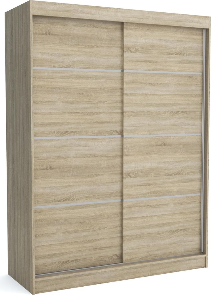 Kleiderschrank ROB SONOMA 160x60x215 cm – Schiebetüren, Kleiderstange & Regalböden – Moderner Schrank für Schlafzimmer oder Ankleidezimmer,