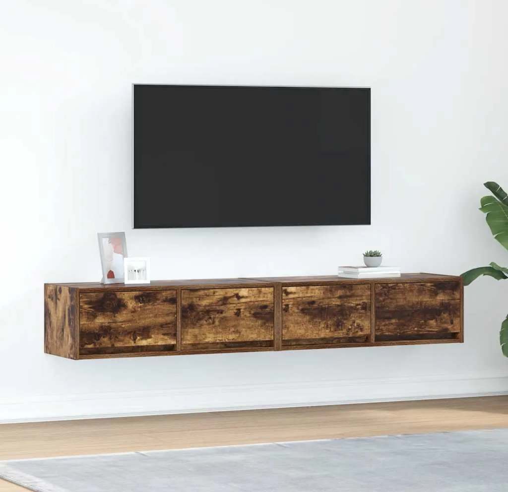 Set 2 Pezzi Mobile TV Sospeso SYFAX™ Rovere Fumo Design Minimal 80cm