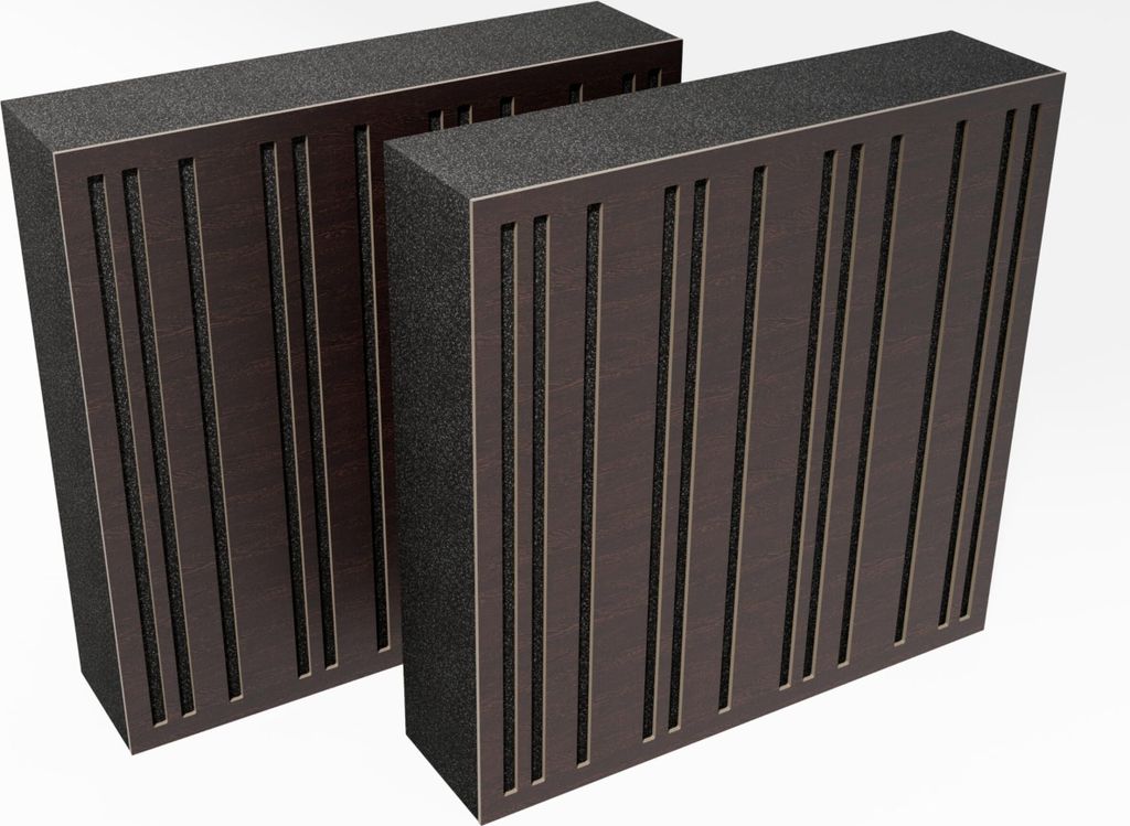 2er-Pack - AbFuser Schallabsorption-Diffuse Akustikplatte | 50 x 50 cm | Farbe: (Wenge, ABAFA (100 mm))