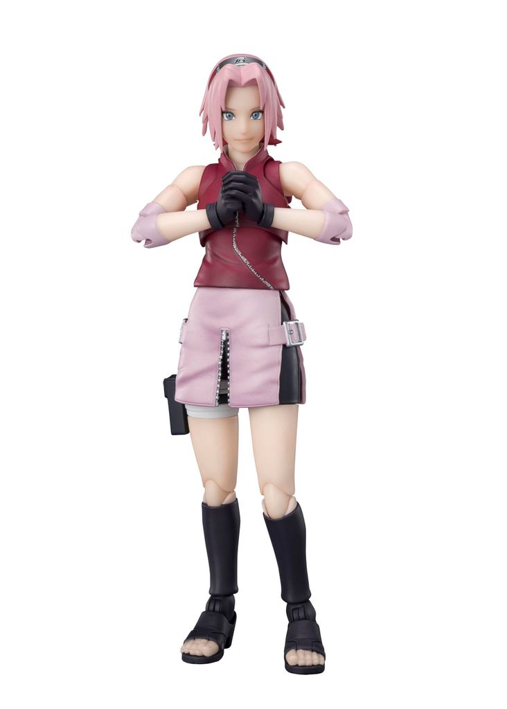 A full-body shot of a Sakura Haruno action figure.