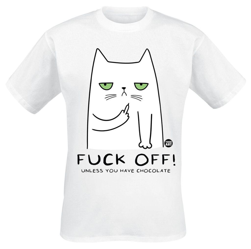Todd Goldman T-Shirt Herren Fuck Off! Until You Have Chocolate weiß 3XL