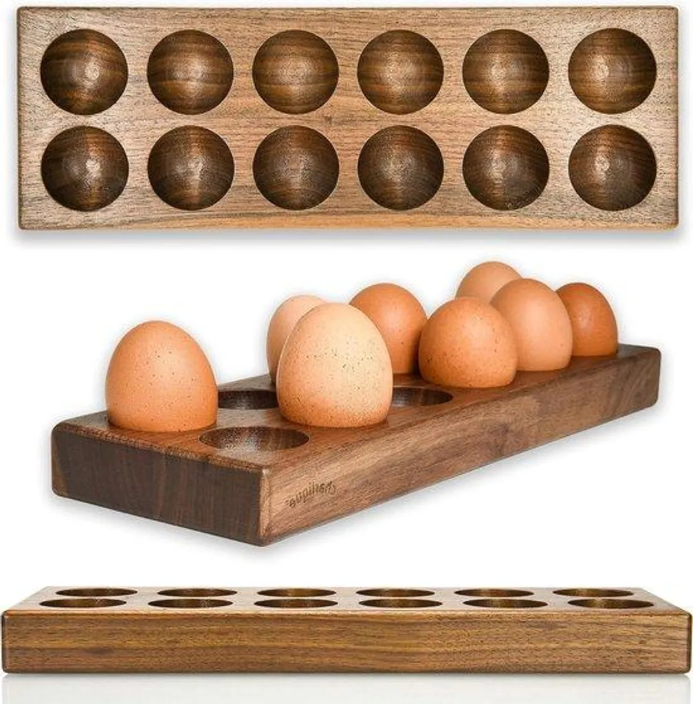Boîte à œufs durable en bois - Fini les emballages fragiles pour 12 œufs