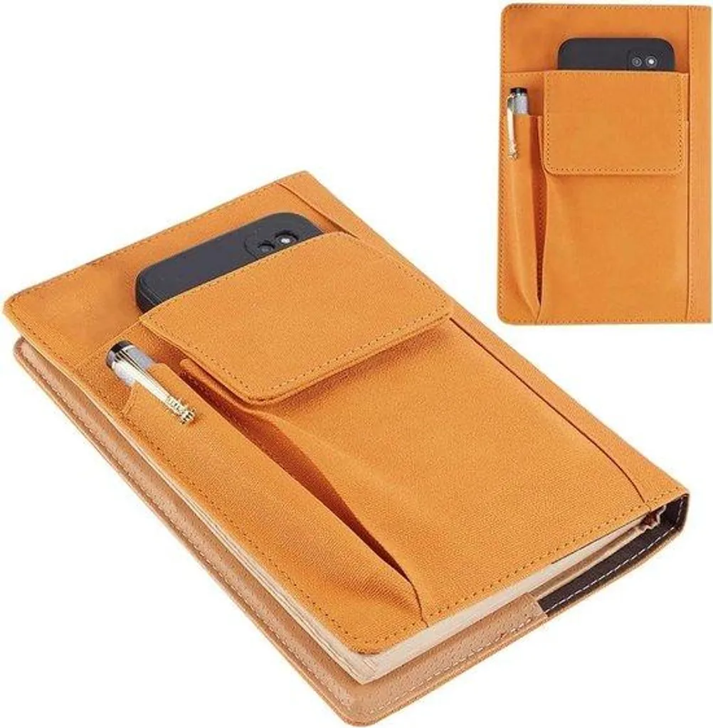 Couverture de livre imperméable avec porte-stylo, cuir PU noir chic