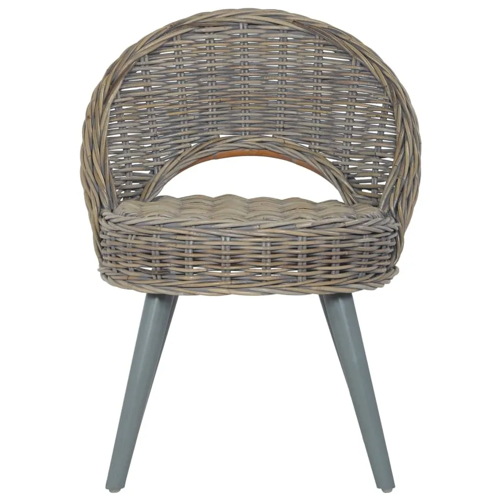 vidaXL Fauteuil Kubu-Rattan Gris : Siège en Rotin Naturel Tressé à la Main