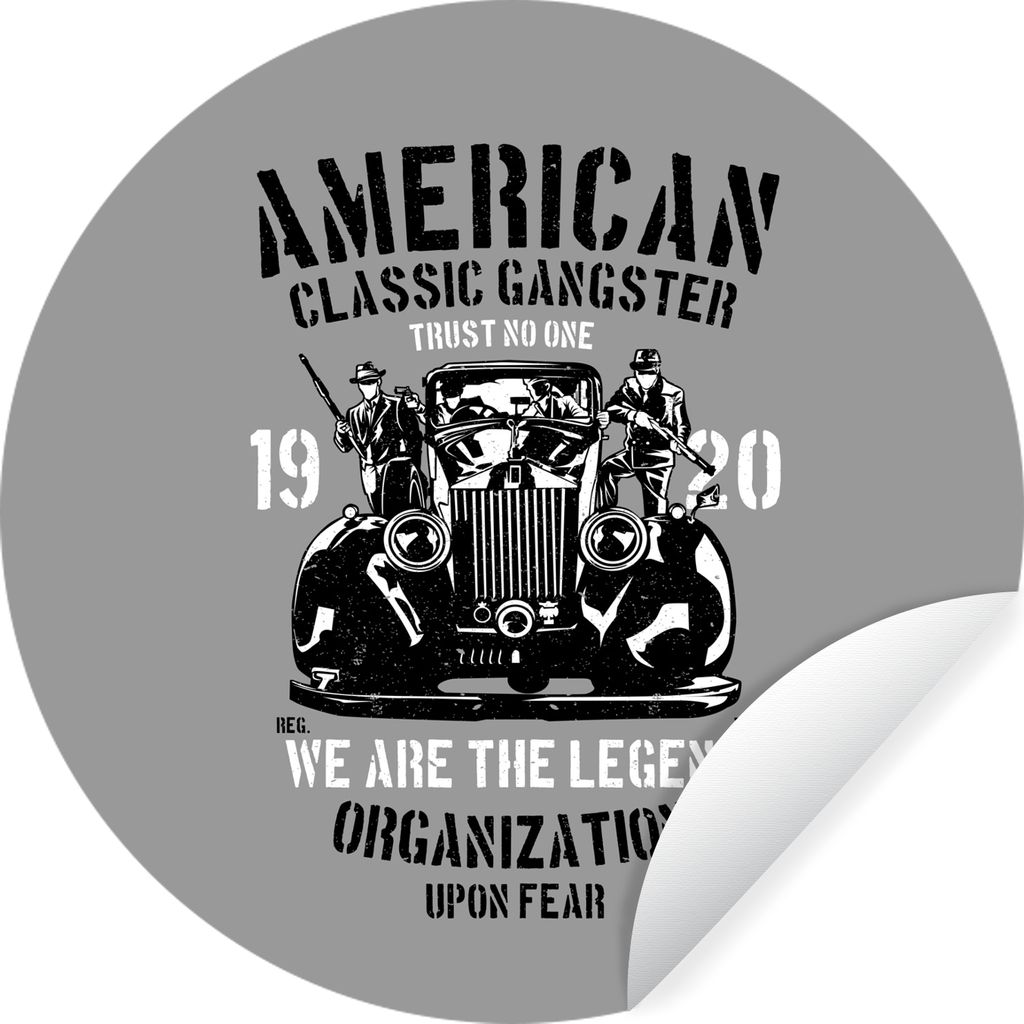 MuchoWow Runde Wandtattoo - Wandsticker Tapete Aufkleber Mancave - Auto - Waffen - Amerika - Vintage Ø 100 cm Selbstklebend und Repositionierbar...