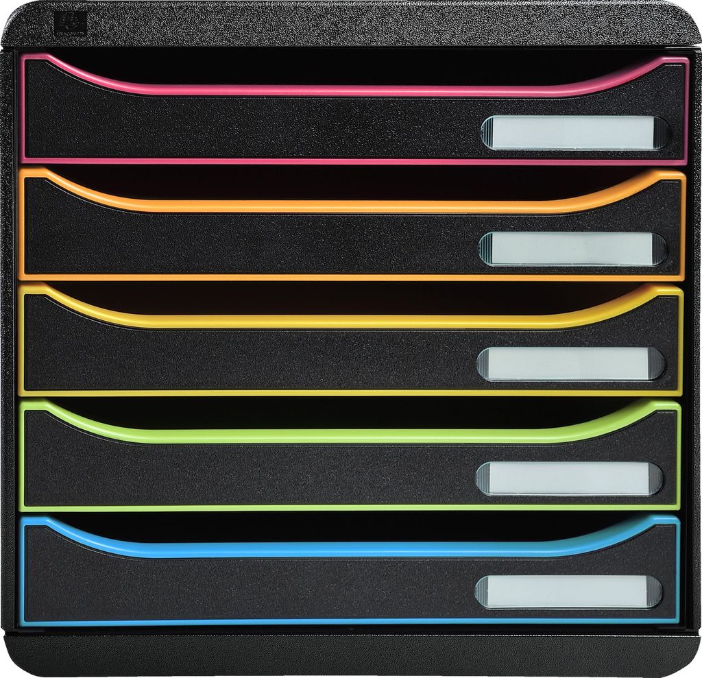 Exacompta Schubladenbox BigBox Plus 5 offene Schubladen Schwarz/Harlekin 309914D